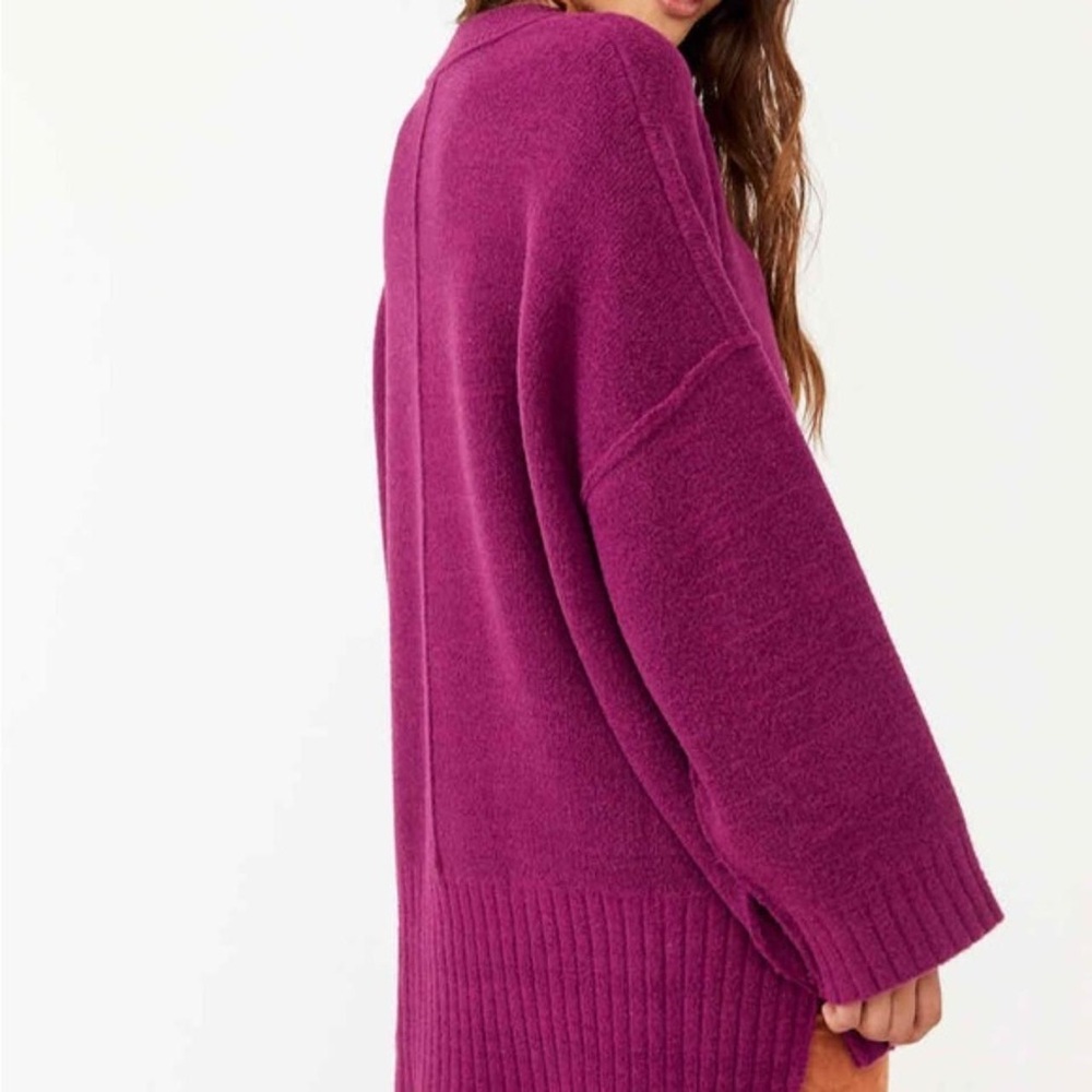 NWOT Free People Peaches Oversized Tunic Sweater in Plum Caspia Women’s Medium - Picture 5 of 16